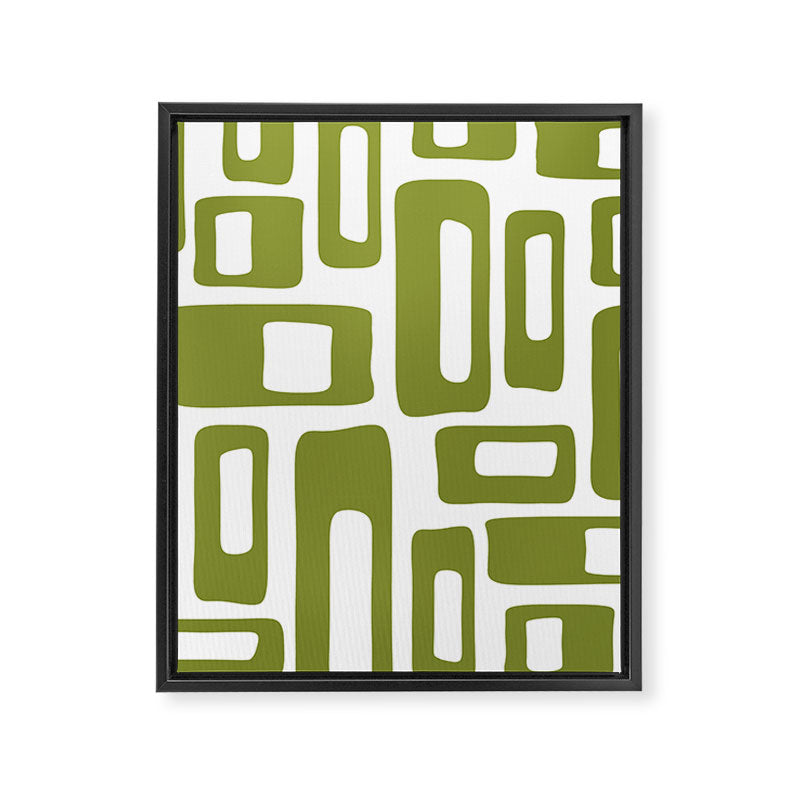 Retro Mid Century Modern Abstract Pattern 336 Olive Green Framed Canvas Print Gallery Image 8