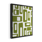 Retro Mid Century Modern Abstract Pattern 336 Olive Green Framed Canvas Print Gallery Image 2
