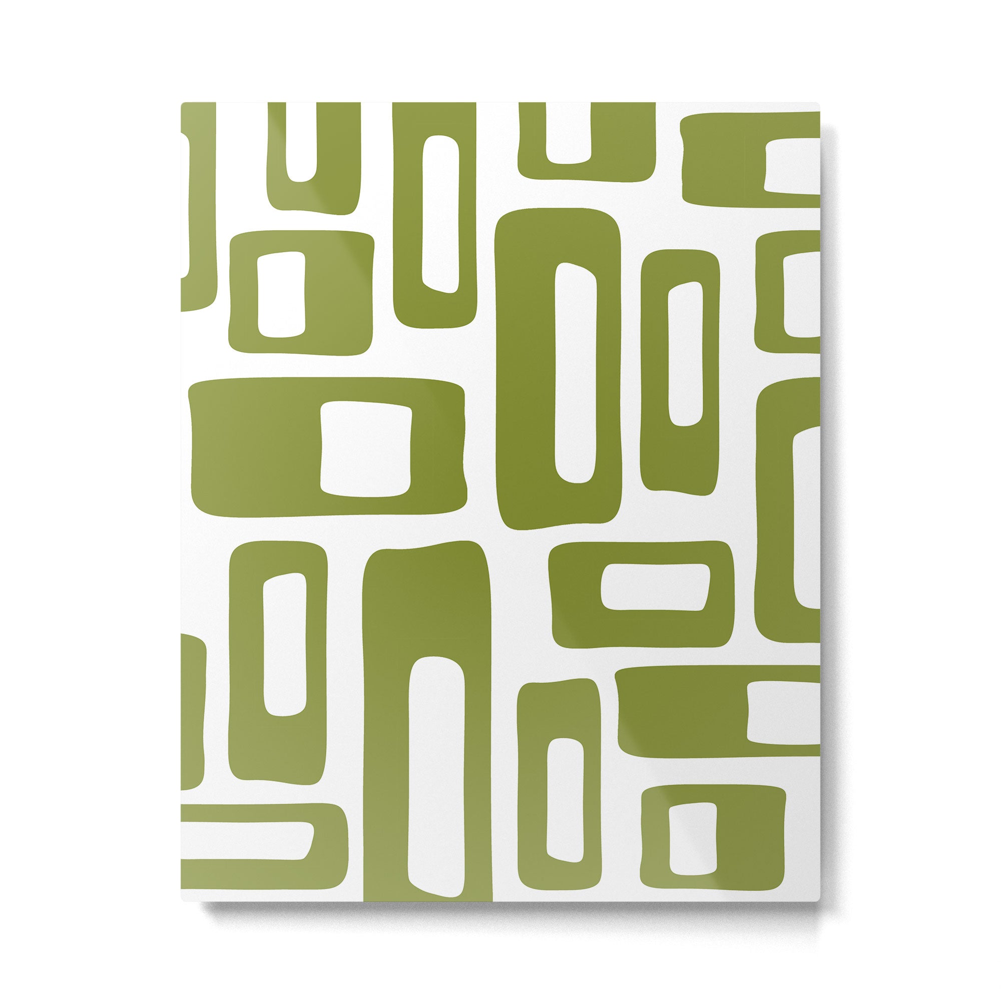 Retro Mid Century Modern Abstract Pattern 336 Olive Green Metal Print Gallery Image 6