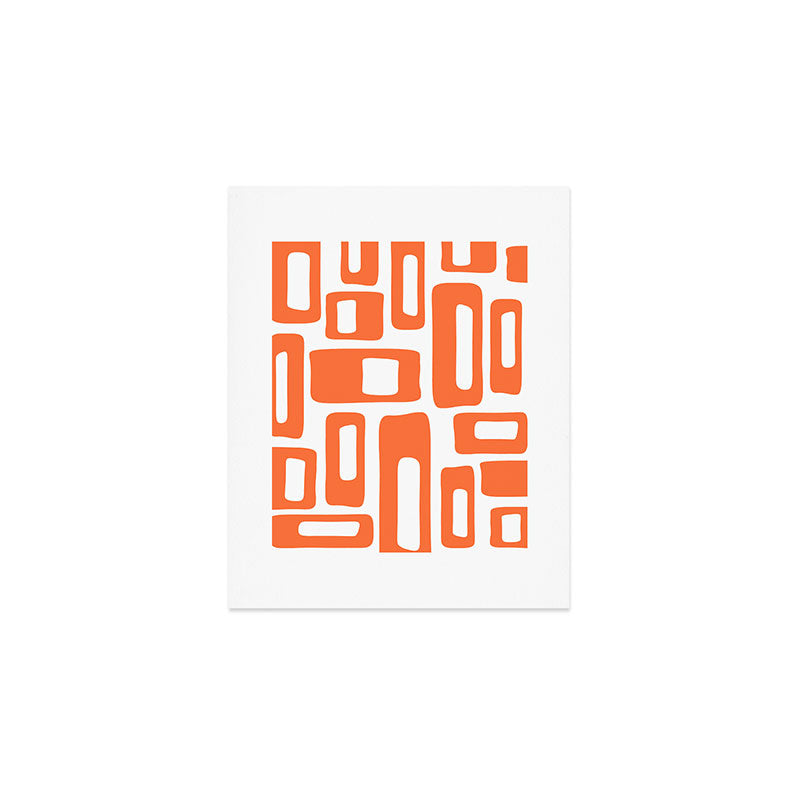 Retro Mid Century Modern Abstract Pattern 336 Orange Art Print Gallery Image 1
