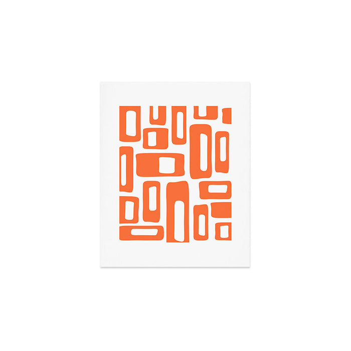 Retro Mid Century Modern Abstract Pattern 336 Orange Art Print Gallery Image 1