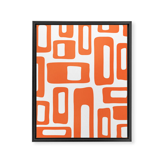 Retro Mid Century Modern Abstract Pattern 336 Orange Framed Canvas Print Gallery Image 1
