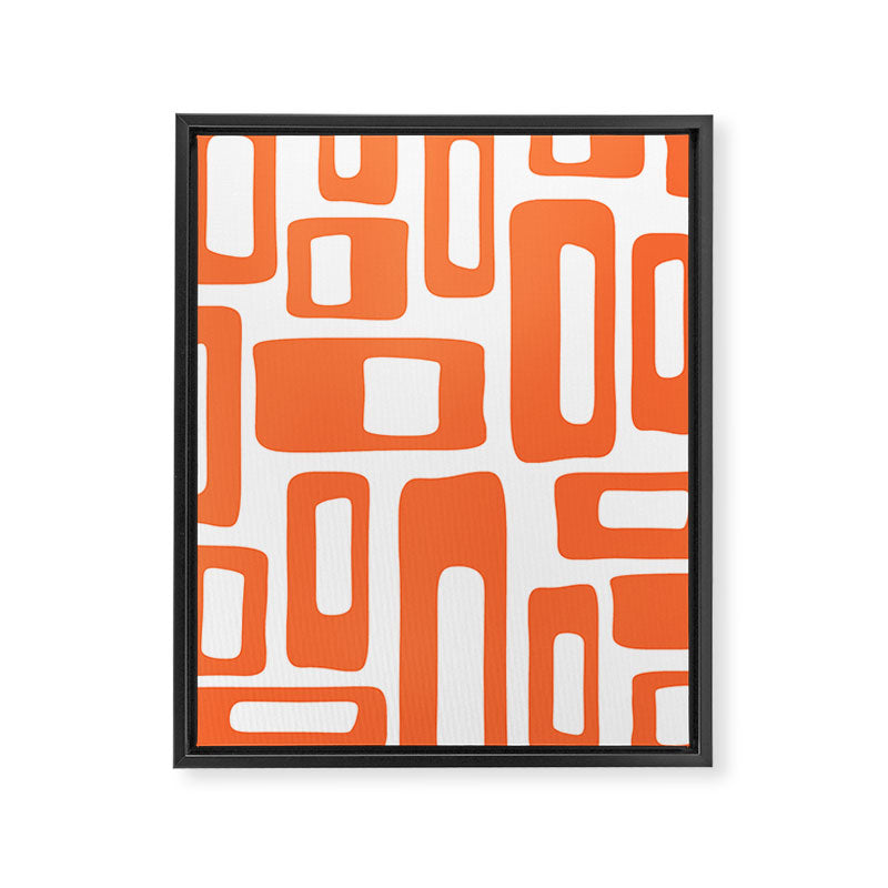 Retro Mid Century Modern Abstract Pattern 336 Orange Framed Canvas Print Gallery Image 8
