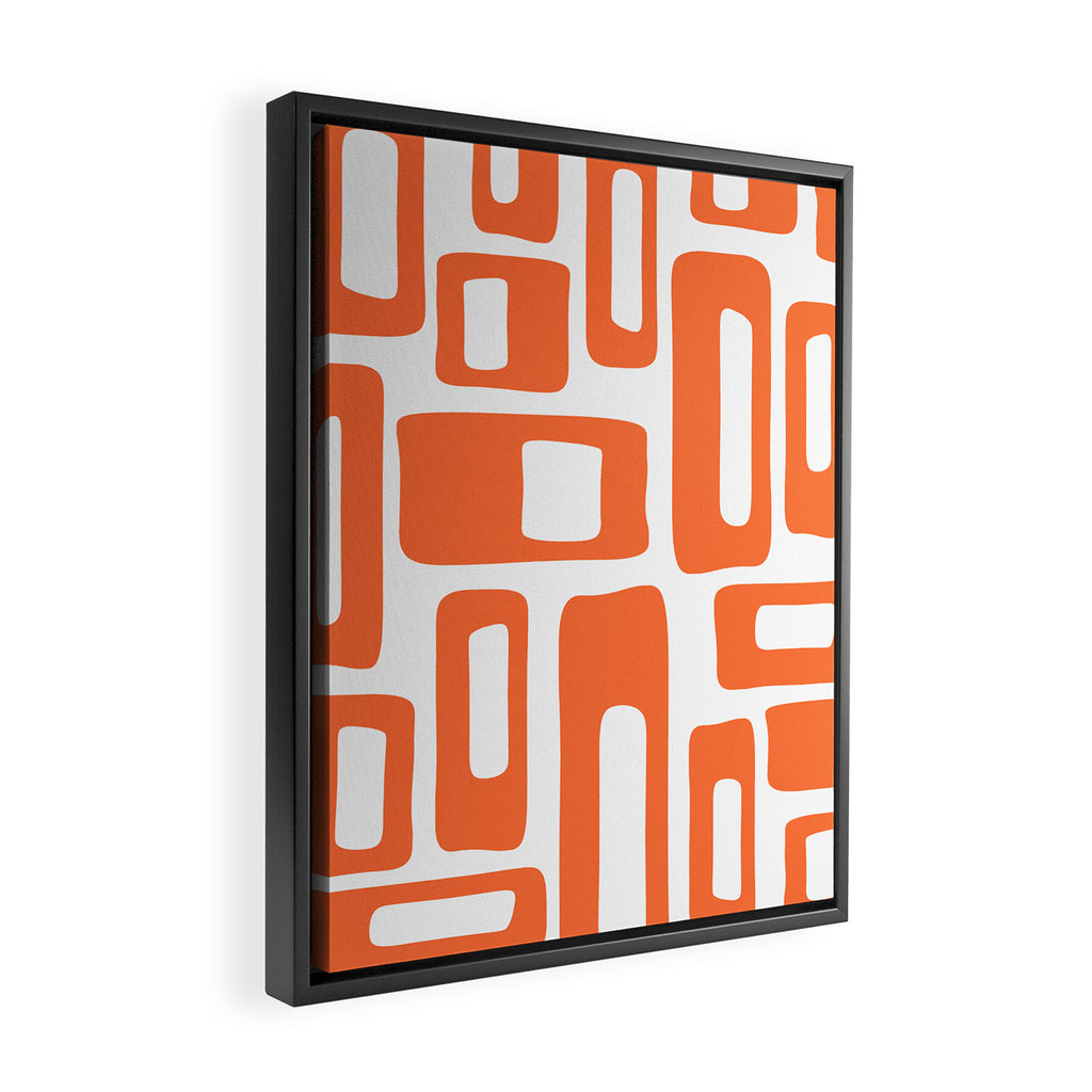 Retro Mid Century Modern Abstract Pattern 336 Orange Framed Canvas Print Gallery Image 2