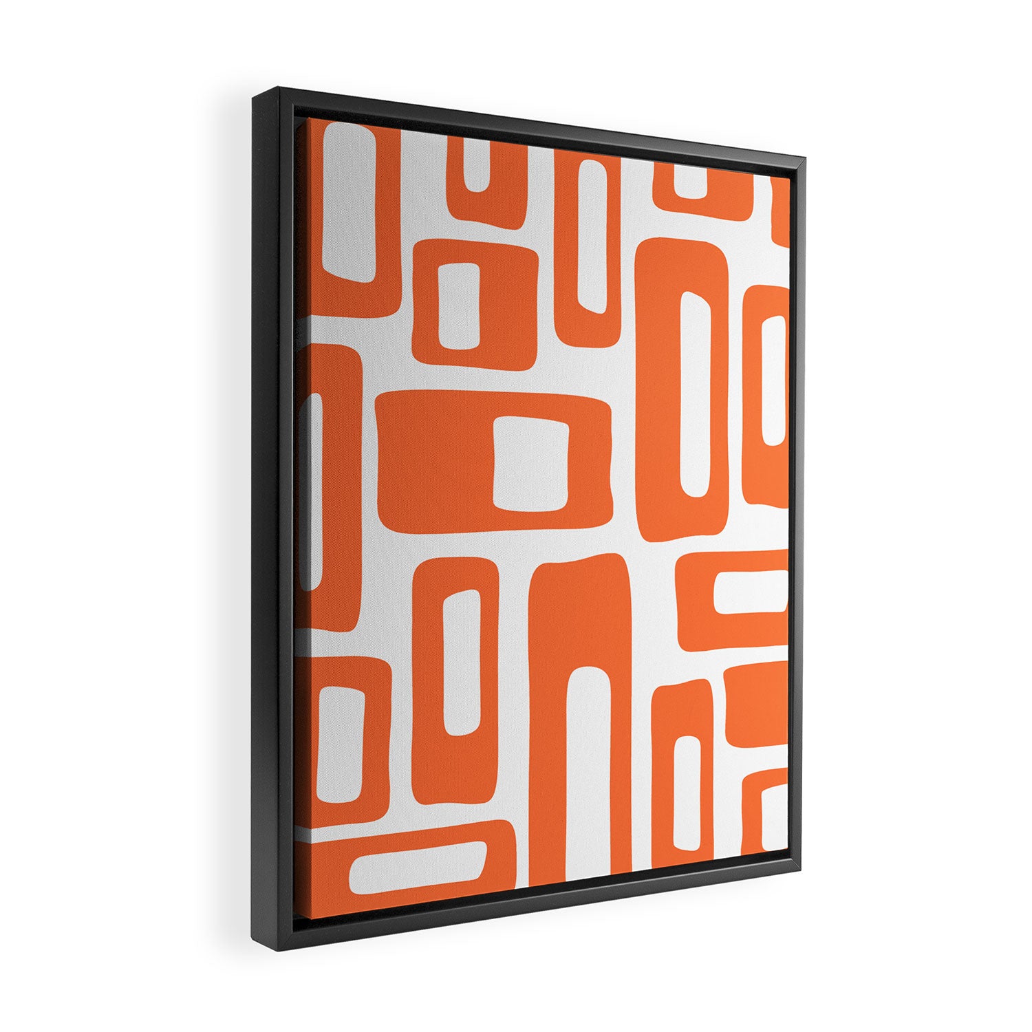 Retro Mid Century Modern Abstract Pattern 336 Orange Framed Canvas Print Gallery Image 2
