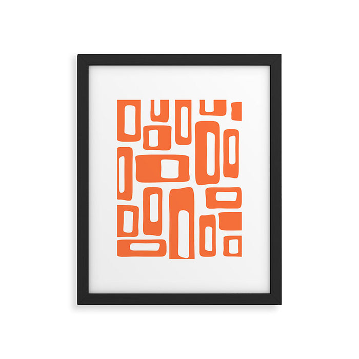 Retro Mid Century Modern Abstract Pattern 336 Orange Framed Art Print Gallery Image 1