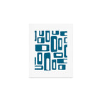 Retro Mid Century Modern Abstract Pattern 336 Peacock Blue Art Print Gallery Image 1