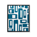 Retro Mid Century Modern Abstract Pattern 336 Peacock Blue Framed Canvas Print Gallery Image 8