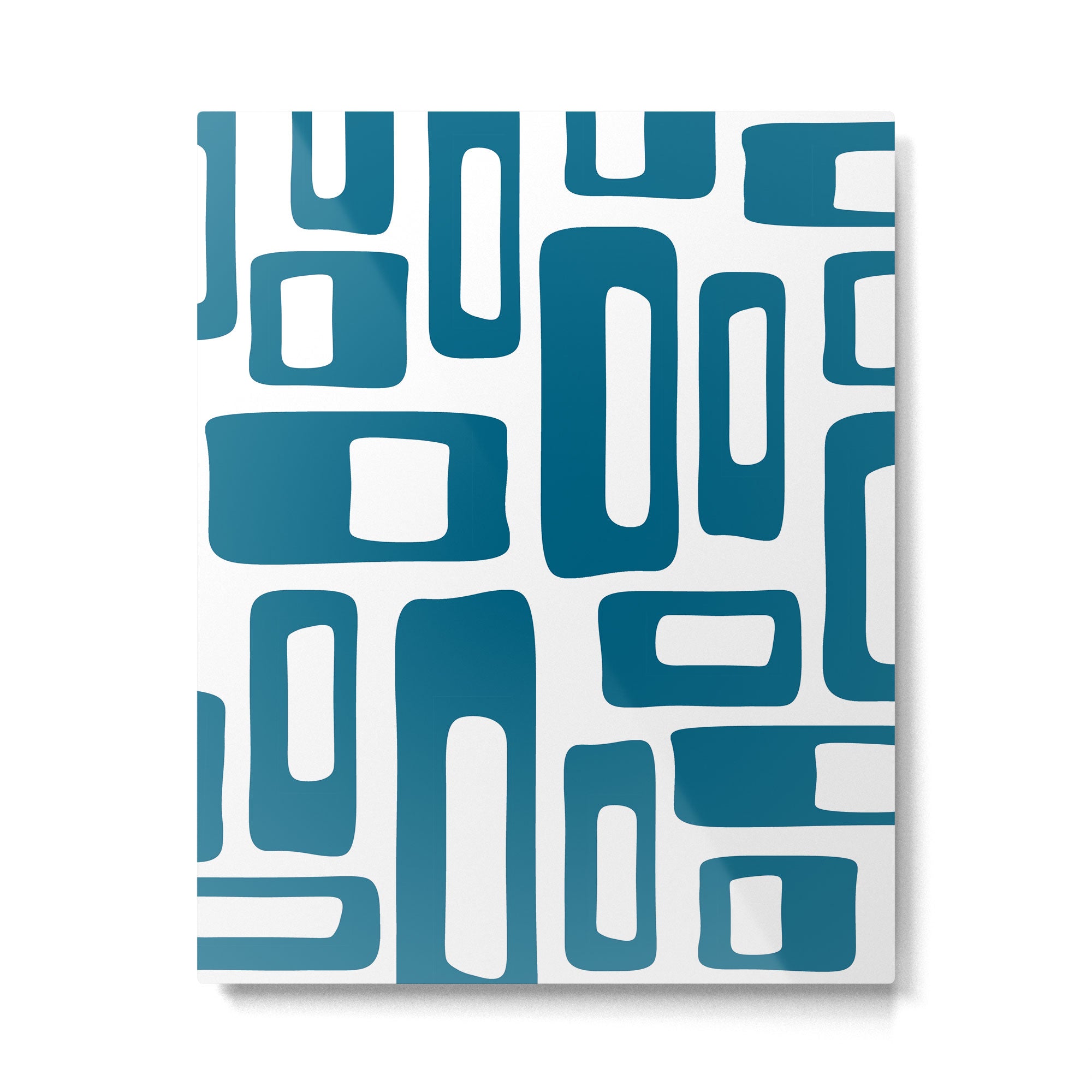 Retro Mid Century Modern Abstract Pattern 336 Peacock Blue Metal Print Gallery Image 6