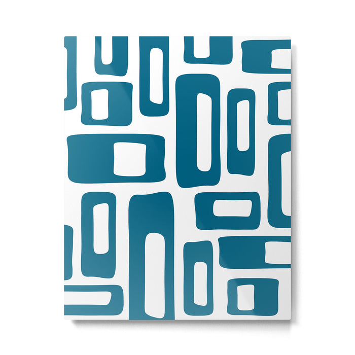 Retro Mid Century Modern Abstract Pattern 336 Peacock Blue Metal Print Gallery Image 1