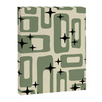 Retro Mid Century Modern Abstract Pattern 352 Black Sage Green and Beige Canvas Print Gallery Image 8