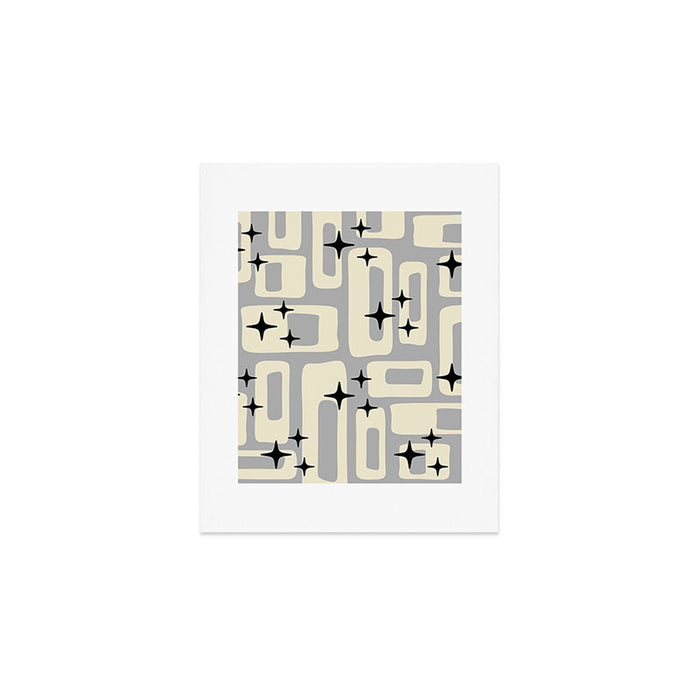 Retro Mid Century Modern Abstract Pattern 576 Gray Black Art Print Gallery Image 1