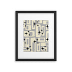 Retro Mid Century Modern Abstract Pattern 576 Gray Black Framed Art Print Gallery Image 6