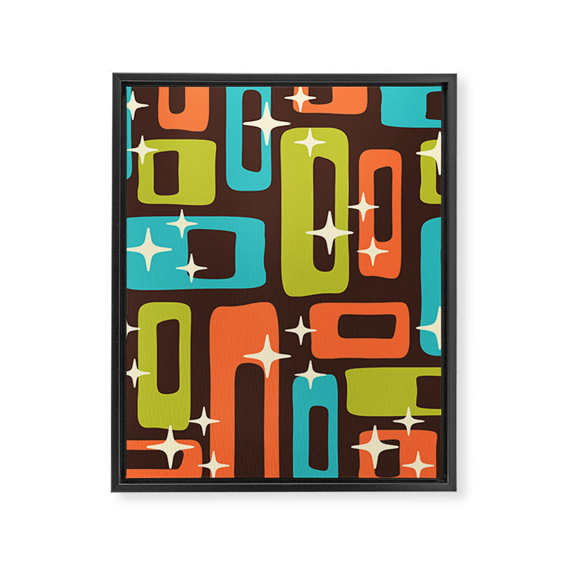 Retro Mid Century Modern Abstract Pattern 632 Framed Canvas Print Gallery Image 8