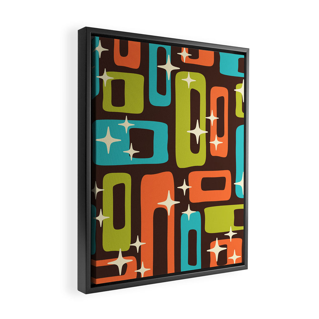 Retro Mid Century Modern Abstract Pattern 632 Framed Canvas Print Gallery Image 2