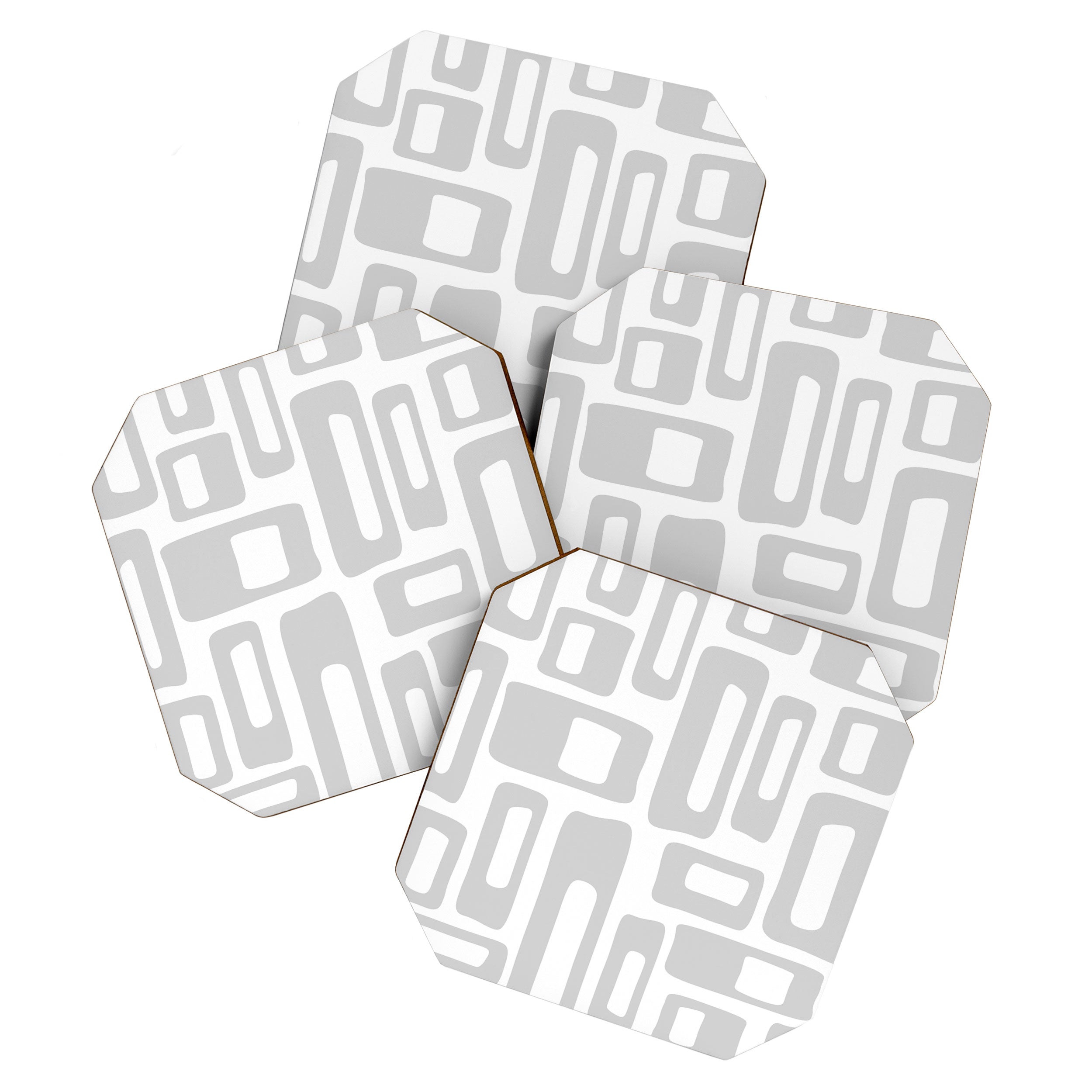 Retro Mid Century Modern Abstract Pattern 731 Winter Gray Coaster Gallery Image 1