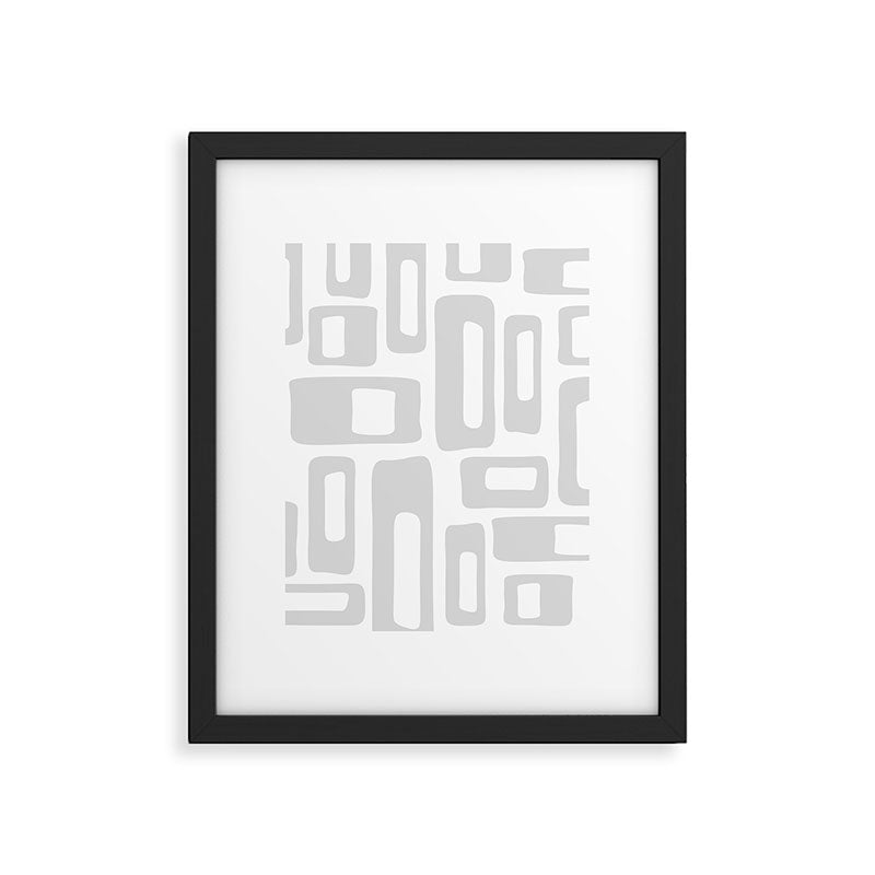 Retro Mid Century Modern Abstract Pattern 731 Winter Gray Framed Art Print Gallery Image 6