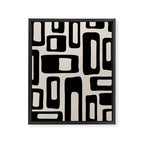Retro Mid Century Modern Abstract Pattern 735 Black and Linen White Framed Canvas Print Gallery Image 8