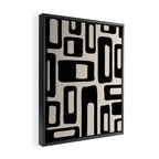 Retro Mid Century Modern Abstract Pattern 735 Black and Linen White Framed Canvas Print Gallery Image 2