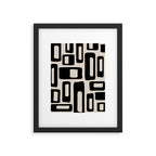 Retro Mid Century Modern Abstract Pattern 735 Black and Linen White Framed Art Print Gallery Image 6