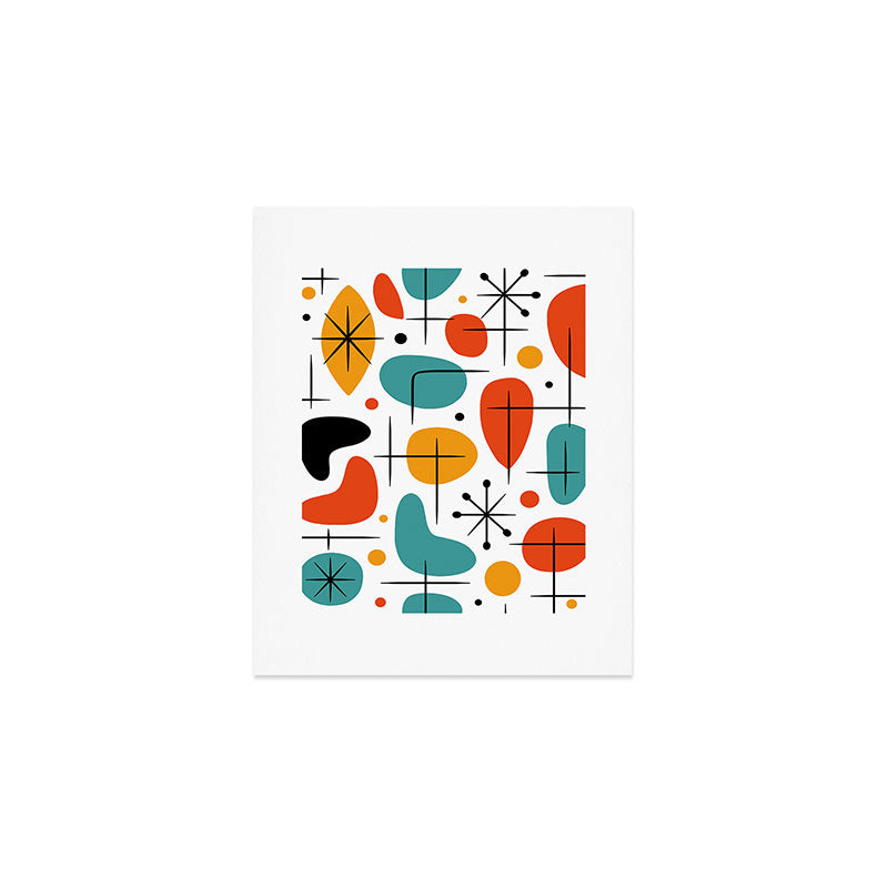 Retro Mid Century Modern Atomic Starburst Pattern Art Print Gallery Image 1