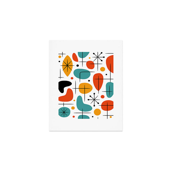 Retro Mid Century Modern Atomic Starburst Pattern Art Print Gallery Image 1