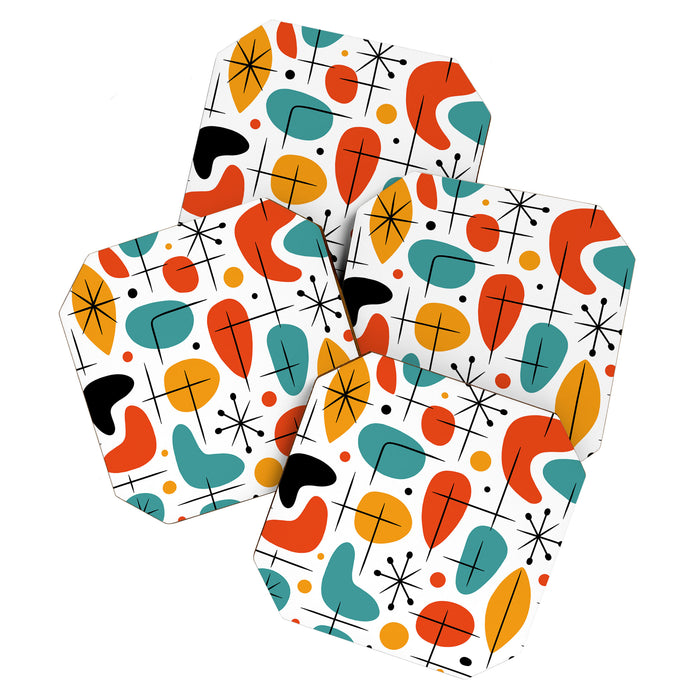 Retro Mid Century Modern Atomic Starburst Pattern Coaster Gallery Image 1