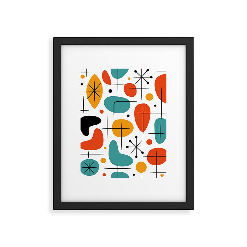 Retro Mid Century Modern Atomic Starburst Pattern Framed Art Print Gallery Image 6