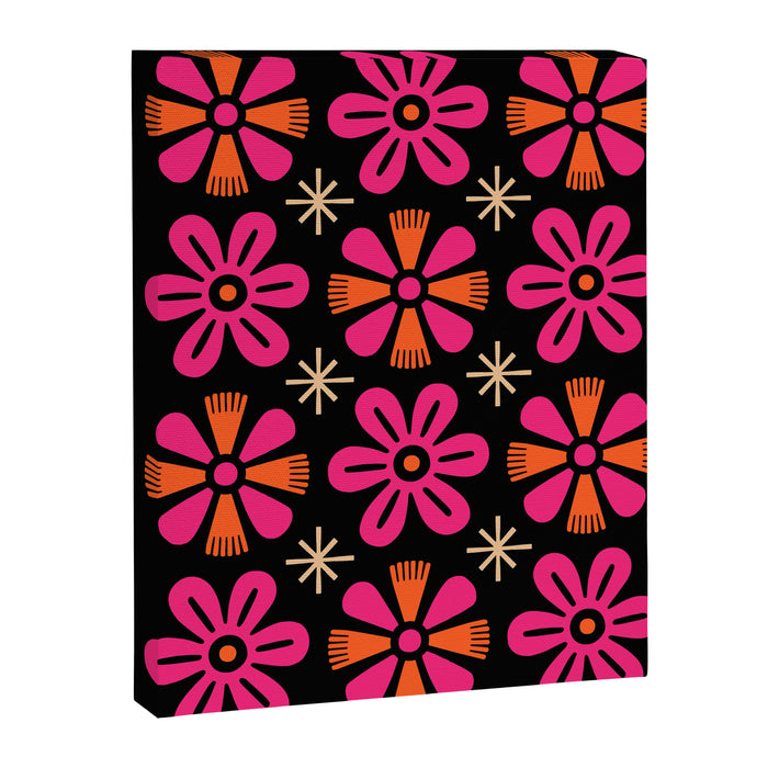 Retro Mid Century Modern Floral Pattern Canvas Print Gallery Image 1