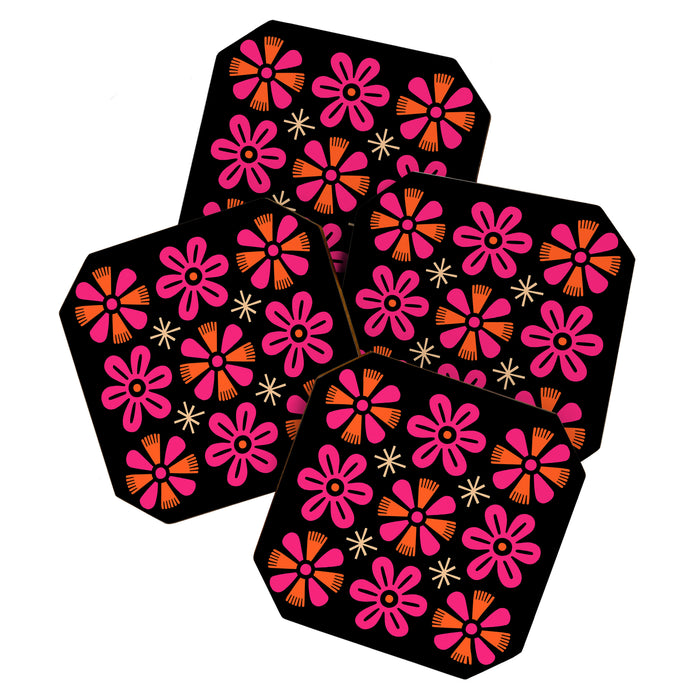 Retro Mid Century Modern Floral Pattern Coaster Gallery Image 1