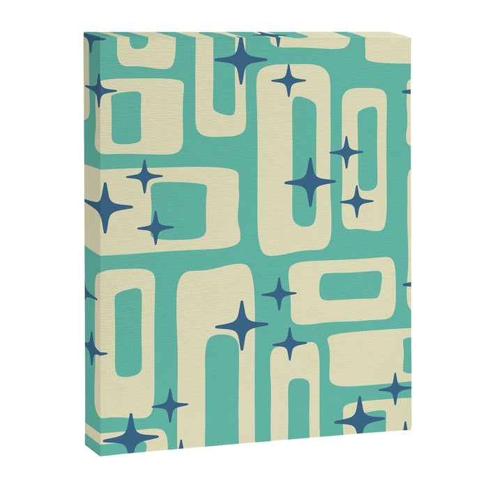 Retro Mid Century Modern Abstract Pattern 576 Turquoise Blue Canvas Print Gallery Image 1