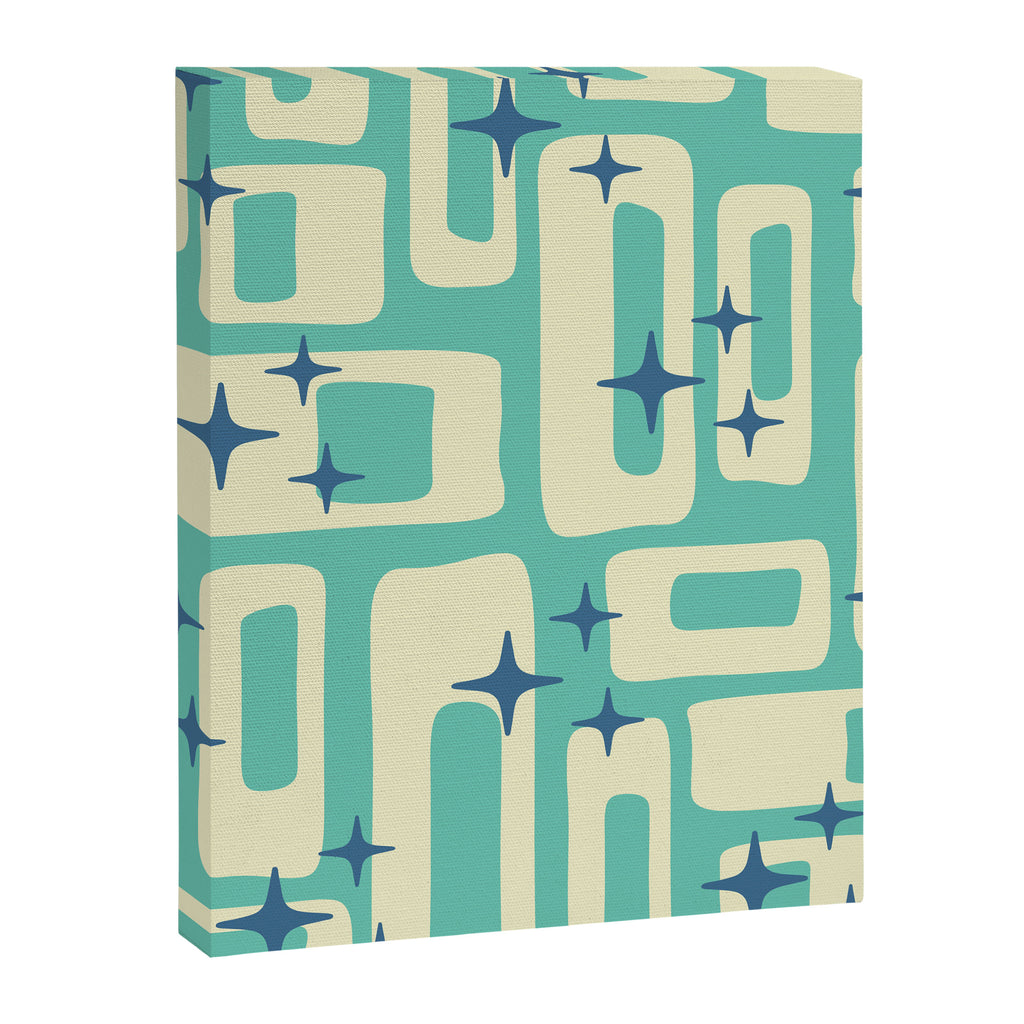 Retro Mid Century Modern Abstract Pattern 576 Turquoise Blue Canvas Print Gallery Image 8