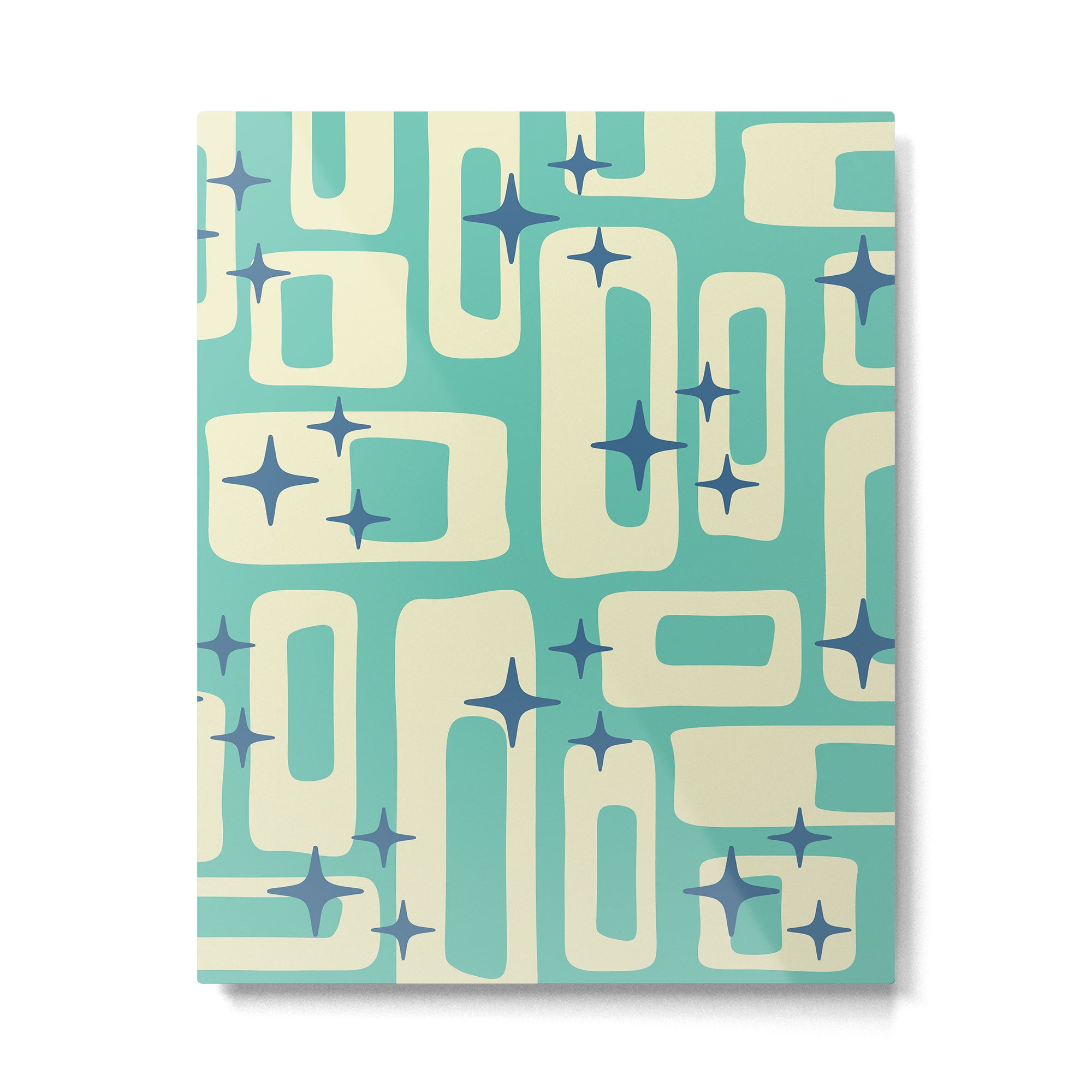 Retro Mid Century Modern Abstract Pattern 576 Turquoise Blue Metal Print Gallery Image 6