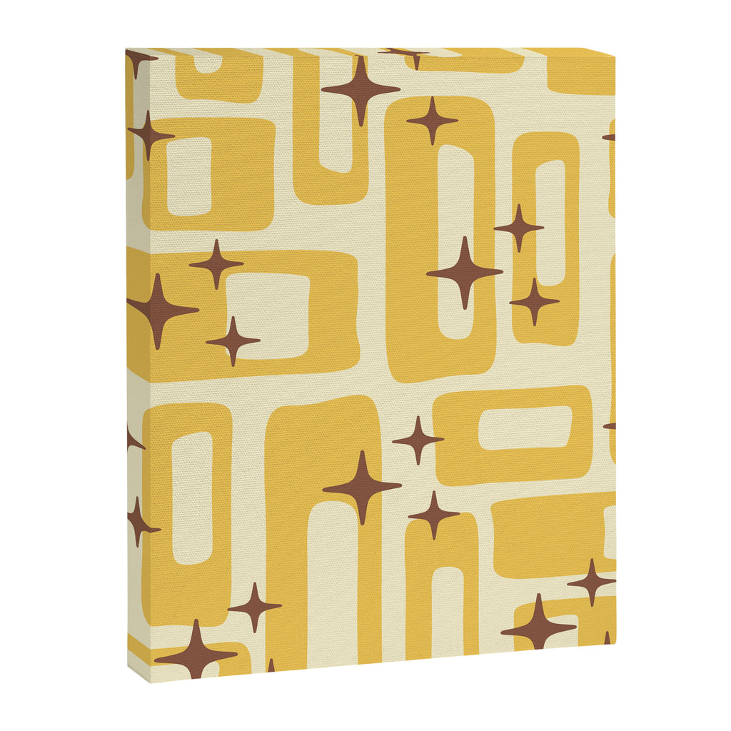 Retro Mid Century Modern Abstract Pattern 577 Yellow Brown Canvas Print Gallery Image 8