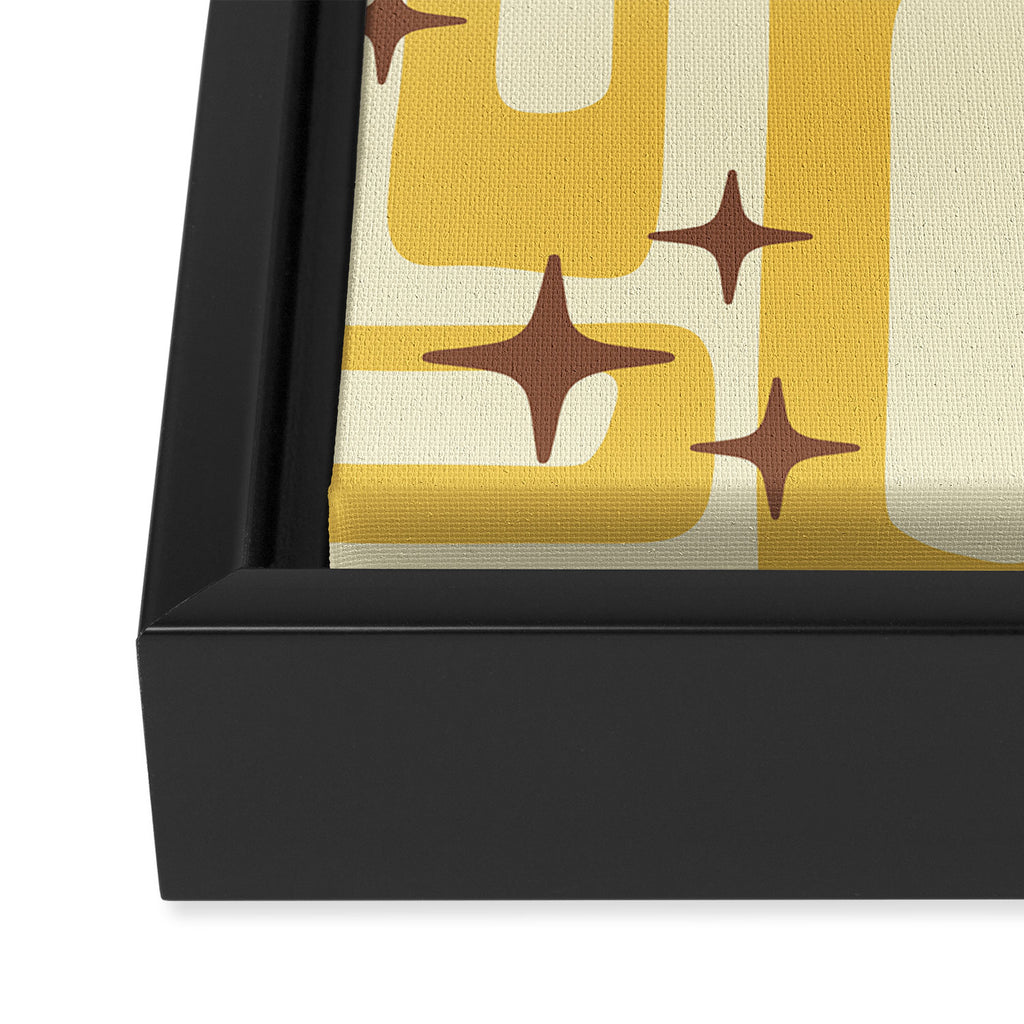 Retro Mid Century Modern Abstract Pattern 577 Yellow Brown Framed Canvas Print Gallery Image 3