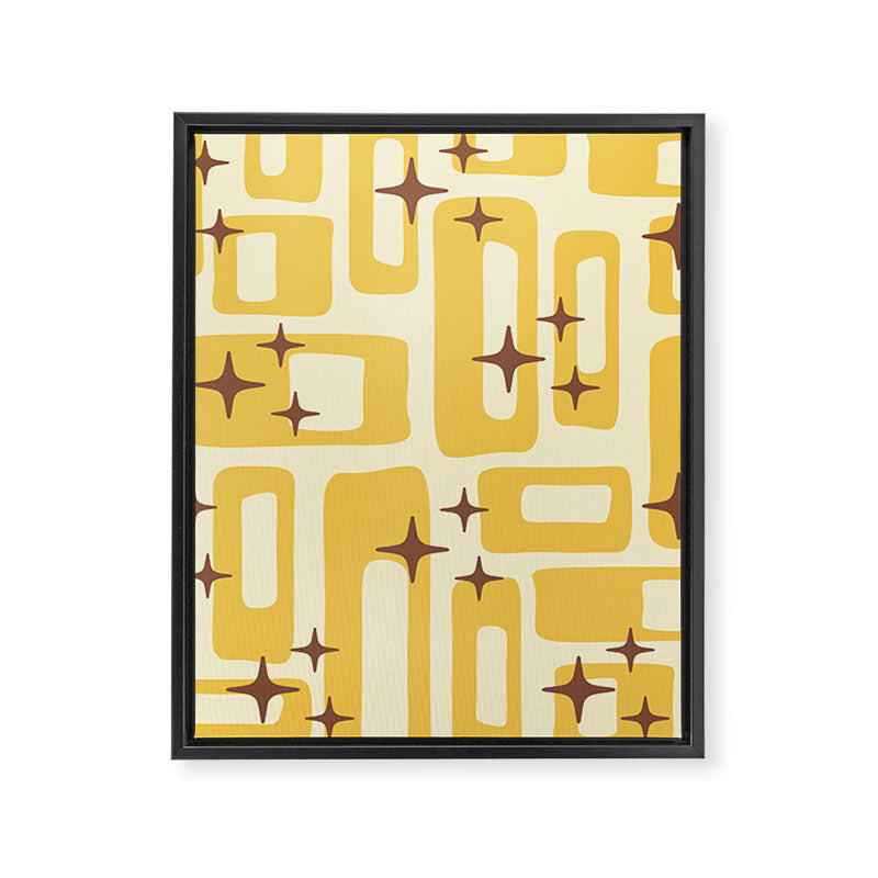 Retro Mid Century Modern Abstract Pattern 577 Yellow Brown Framed Canvas Print Gallery Image 8