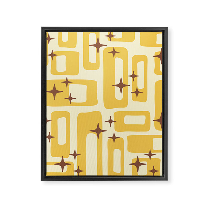Retro Mid Century Modern Abstract Pattern 577 Yellow Brown Framed Canvas Print Gallery Image 1