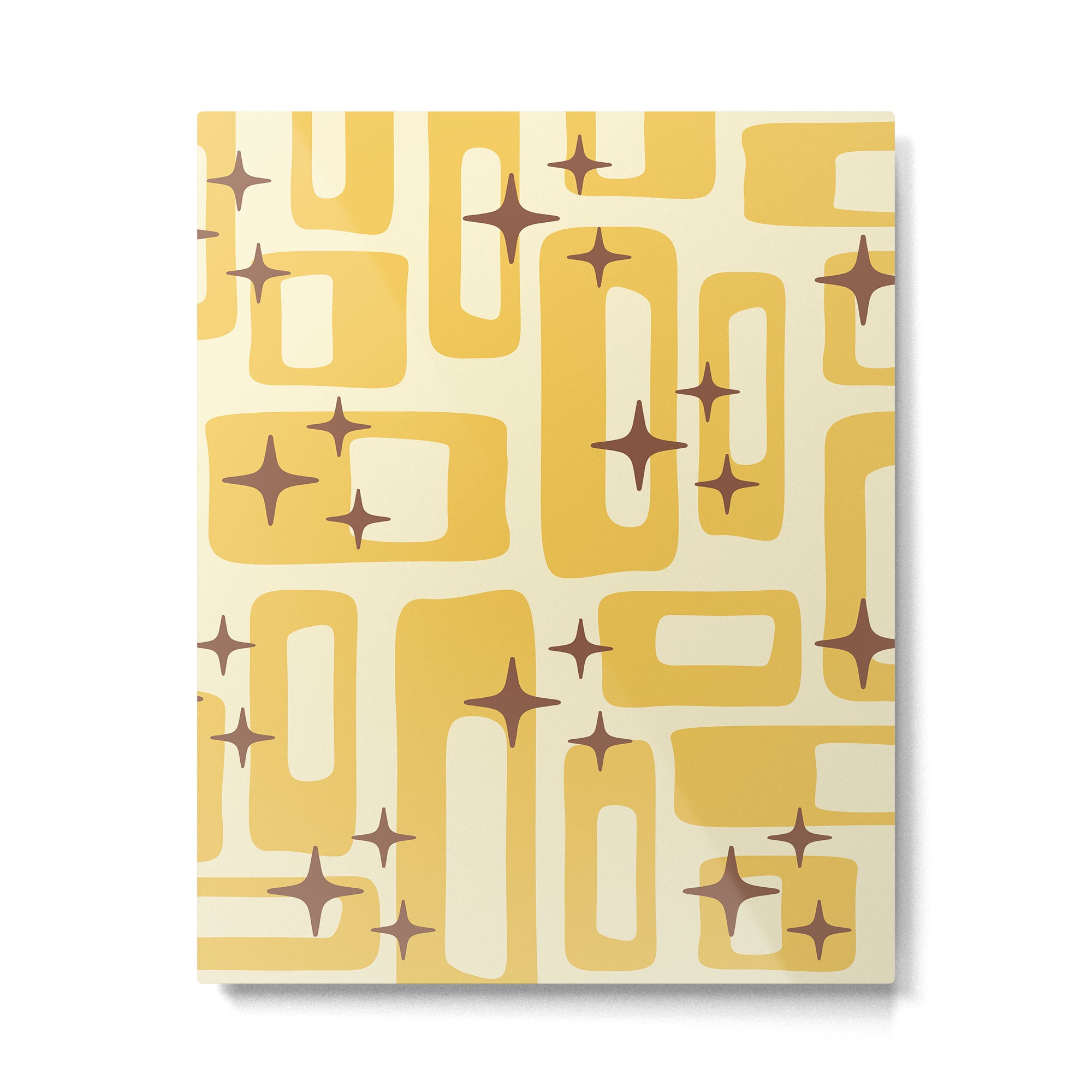 Retro Mid Century Modern Abstract Pattern 577 Yellow Brown Metal Print Gallery Image 6