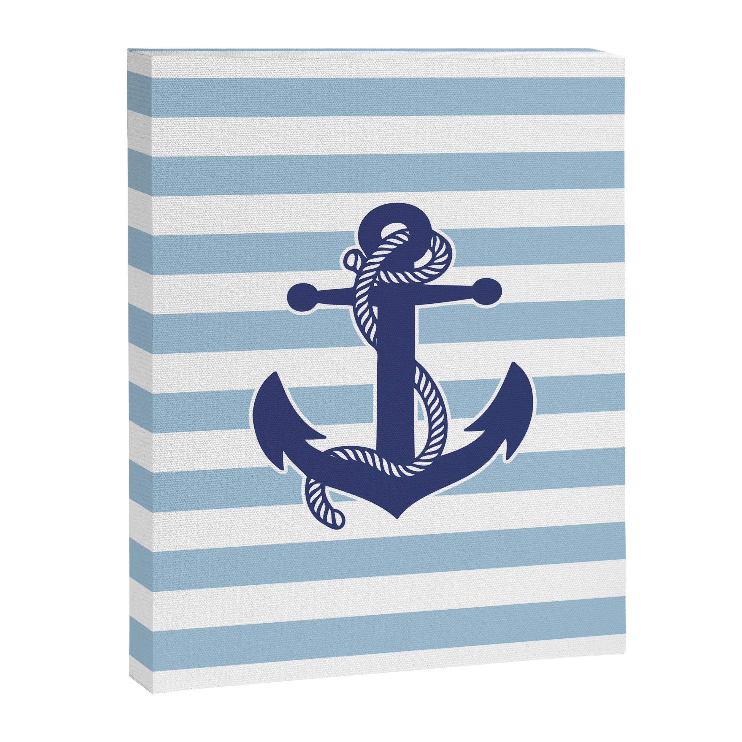 Retro Navy Anchor and Stripes Pattern 226 Blue Canvas Print Gallery Image 8
