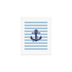 Retro Navy Anchor and Stripes Pattern 226 Blue Art Print Gallery Image 1
