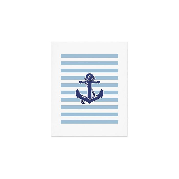 Retro Navy Anchor and Stripes Pattern 226 Blue Art Print Gallery Image 1