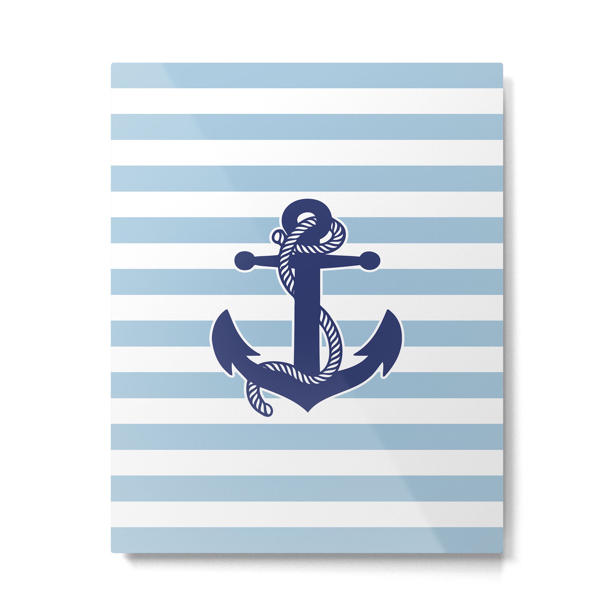 Retro Navy Anchor and Stripes Pattern 226 Blue Metal Print Gallery Image 6