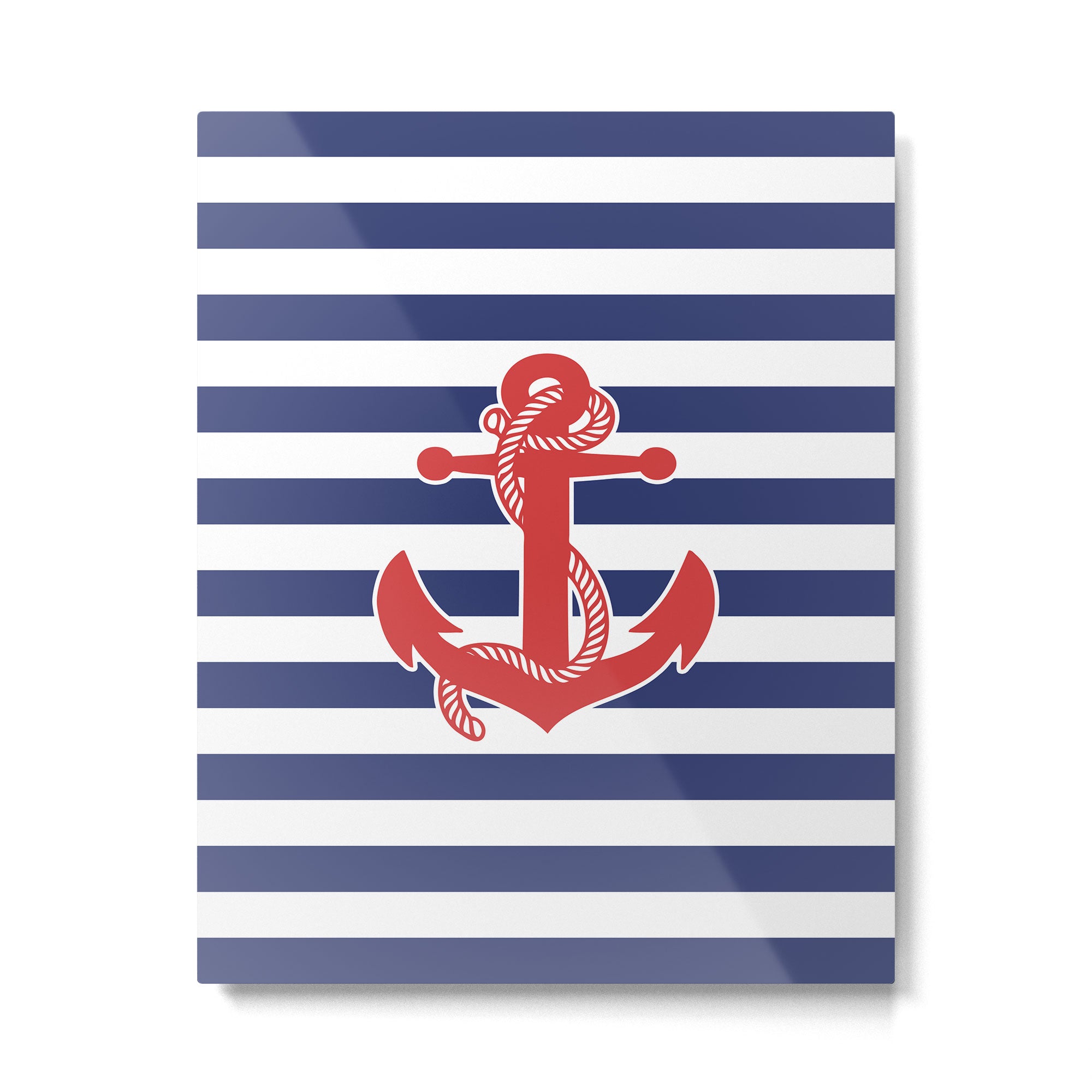 Retro Navy Anchor and Stripes Pattern 222 Red White and Blue Metal Print Gallery Image 6