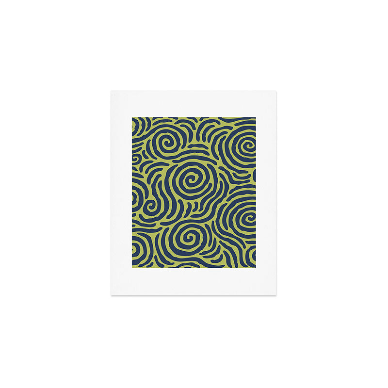 Ripple Effect Pattern Blue and Chartreuse Art Print Gallery Image 1