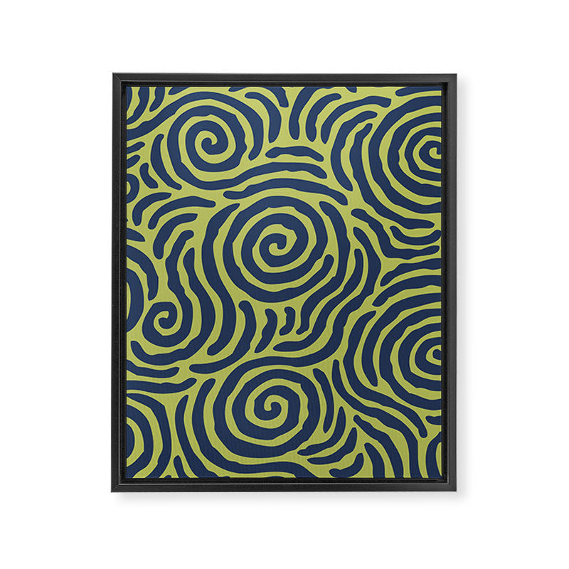 Ripple Effect Pattern Blue and Chartreuse Framed Canvas Print Gallery Image 8