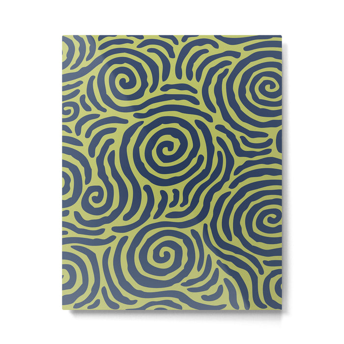 Ripple Effect Pattern Blue and Chartreuse Metal Print Gallery Image 1