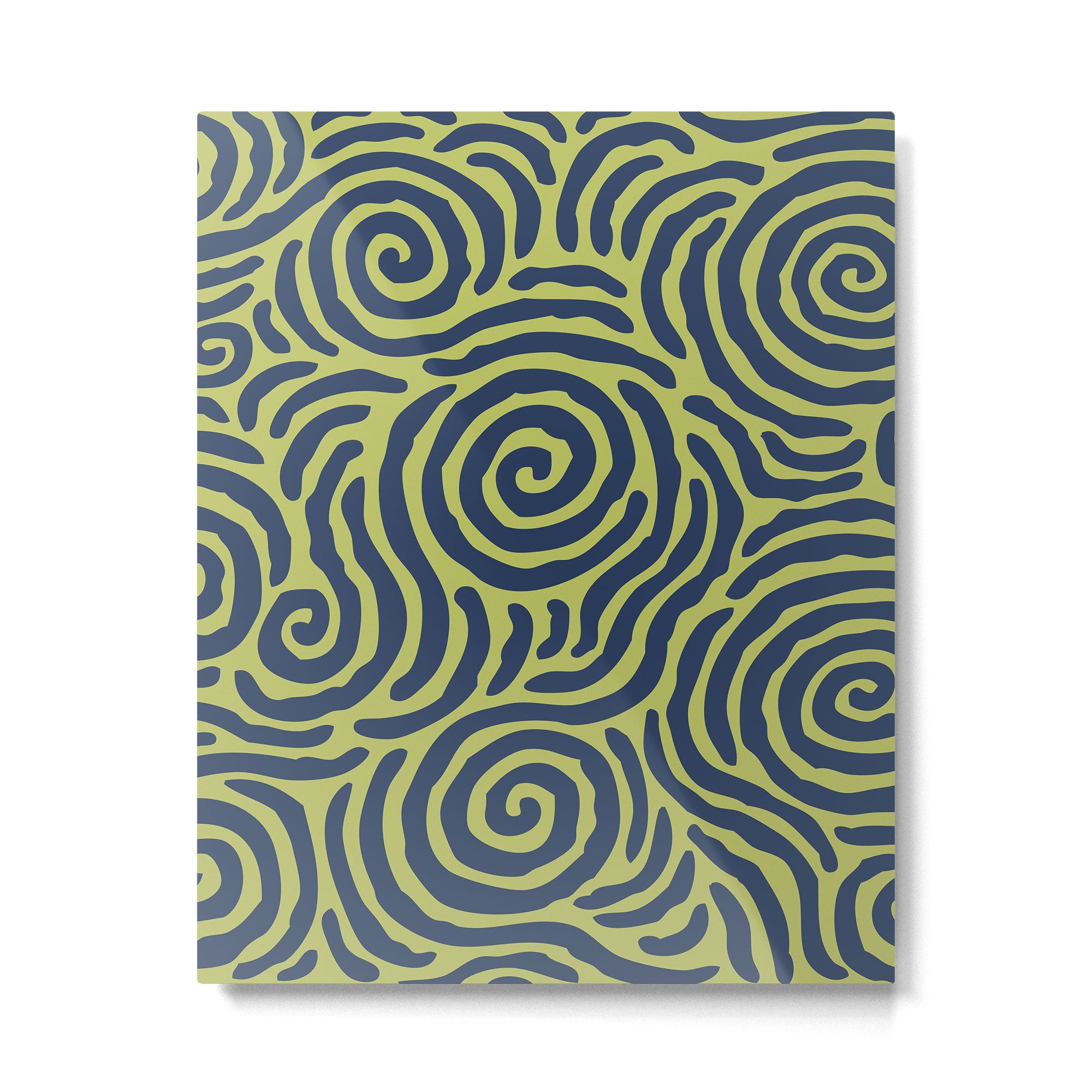 Ripple Effect Pattern Blue and Chartreuse Metal Print Gallery Image 6