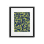 Ripple Effect Pattern Blue and Chartreuse Framed Art Print Gallery Image 6