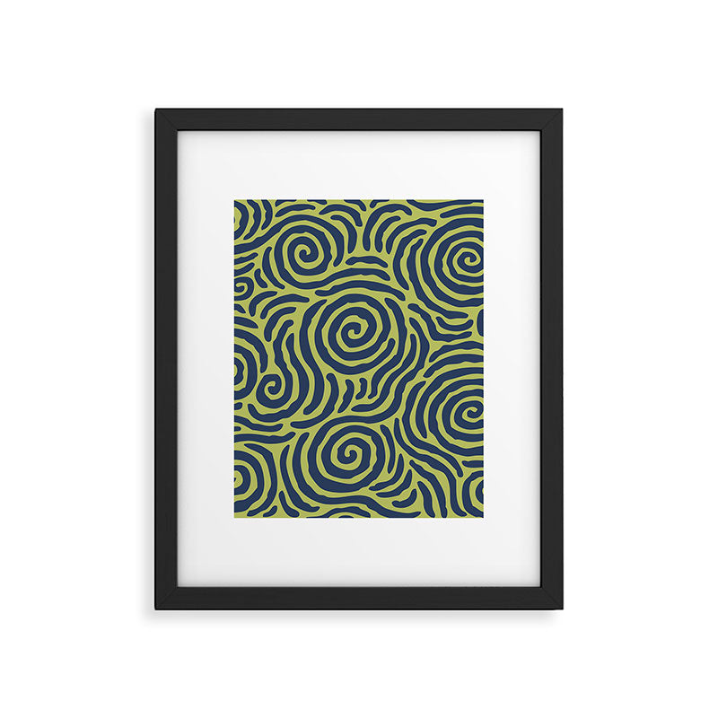 Ripple Effect Pattern Blue and Chartreuse Framed Art Print Gallery Image 6