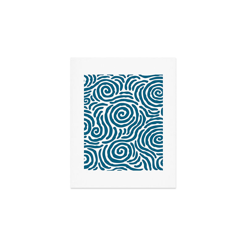 Ripple Effect Pattern Peacock Blue Art Print Gallery Image 1